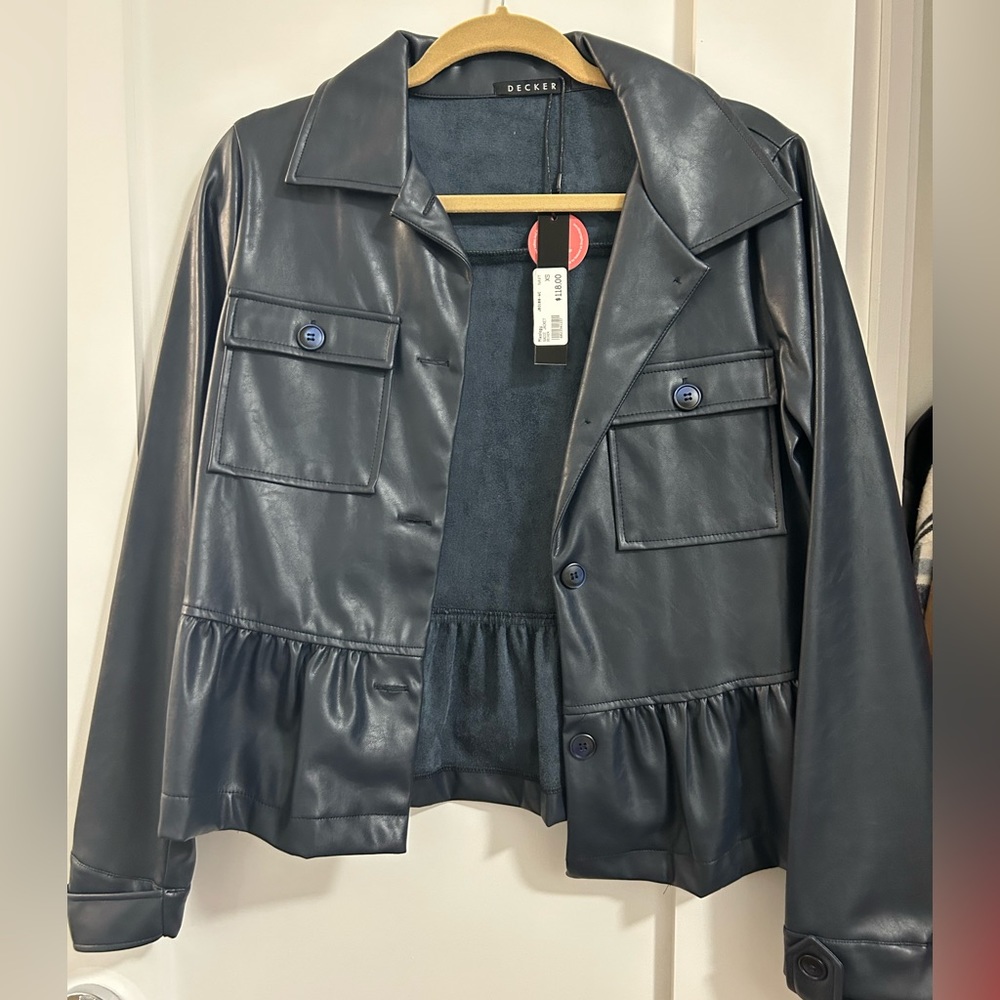 Decker Navy Leather Sadie Jacket